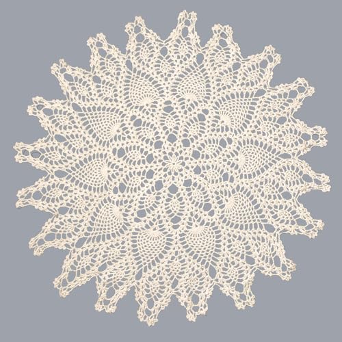 URROMA Hohles rundes Deckchen, 60 x 60 cm, Beige, handgefertigt, gehäkelt, rund, Baumwolle, Spitze, Tischüberzug, Tischdecke, Abdeckung für Tisch, Sofa, Kissen, Dekoration URROMA Hohles rundes Deckchen, 60 x 60 cm, Beige, handgefertigt, gehäkelt, rund, Baumwolle, Spitze, Tischüberzug, Tischdecke, Abdeckung für Tisch, Sofa, Kissen, Dekoration von URROMA