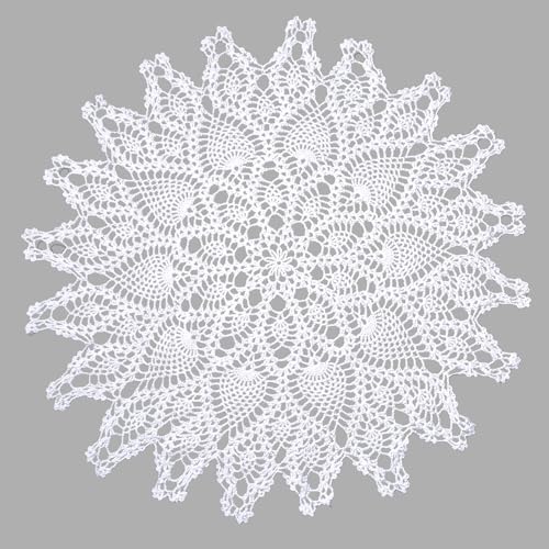URROMA Hohles rundes Deckchen, 60 x 60 cm, weiß, handgefertigt, gehäkelt, rund, Tischdecke für Tisch, Sofa, Kissen, Dekoration, Baumwollspitze, Tischauflage URROMA Hohles rundes Deckchen, 60 x 60 cm, weiß, handgefertigt, gehäkelt, rund, Tischdecke für Tisch, Sofa, Kissen, Dekoration, Baumwollspitze, Tischauflage von URROMA