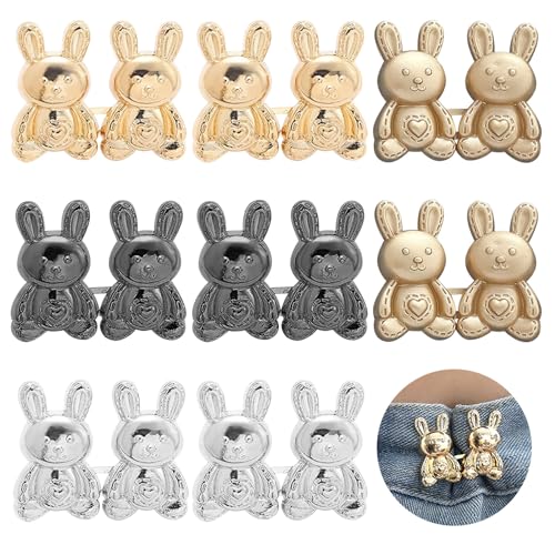 URROMA Kaninchen-Jeans-Knöpfe, 8 Paar, kein Nähen, Hosen-Taillenstraffer, verstellbare Taillenschnallen, abnehmbare Hosen-Clips, Hosenklammer, kein Nähen, geeignet URROMA Kaninchen-Jeans-Knöpfe, 8 Paar, kein Nähen, Hosen-Taillenstraffer, verstellbare Taillenschnallen, abnehmbare Hosen-Clips, Hosenklammer, kein Nähen, geeignet von URROMA