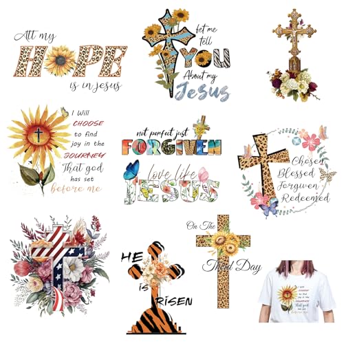 URROMA Kreuz-Aufnäher zum Aufbügeln für Kleidung, 9 Stück, Sonnenblume, große Bügelbilder, Glaube, Blumen, zum Aufbügeln, T-Shirt, Stoffdruck, Kleidung, Rock, Kissen URROMA Kreuz-Aufnäher zum Aufbügeln für Kleidung, 9 Stück, Sonnenblume, große Bügelbilder, Glaube, Blumen, zum Aufbügeln, T-Shirt, Stoffdruck, Kleidung, Rock, Kissen von URROMA