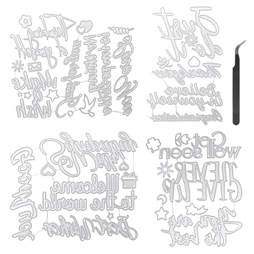 URROMA Metall-Stanzformen-Set, inspirierende Wörter, Prägeschablone, Metall-Stanzformen für Scrapbooking, Papierbasteln, Tagebücher, Dekorationen, 16 Stück URROMA Metall-Stanzformen-Set, inspirierende Wörter, Prägeschablone, Metall-Stanzformen für Scrapbooking, Papierbasteln, Tagebücher, Dekorationen, 16 Stück von URROMA
