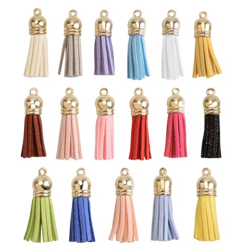 URROMA Mini-Lederquasten-Anhänger, Schlüsselanhänger, Quasten aus Leder, Bunte Lederquasten-Anhänger mit Kappen, Quaste, DIY-Schlüsselanhänger und Bastelbedarf, Taschendekoration, 3 cm, 34 Stück URROMA Mini-Lederquasten-Anhänger, Schlüsselanhänger, Quasten aus Leder, Bunte Lederquasten-Anhänger mit Kappen, Quaste, DIY-Schlüsselanhänger und Bastelbedarf, Taschendekoration, 3 cm, 34 Stück von URROMA