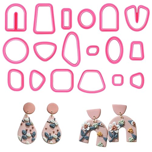 URROMA Modelliermassen-Ausstechformen-Set, 18 Formen, geometrische Ton-Ohrring-Ausstechformen aus Kunststoff für Ohrringe, Schmuckherstellung, Modelliermassen-Schneider URROMA Modelliermassen-Ausstechformen-Set, 18 Formen, geometrische Ton-Ohrring-Ausstechformen aus Kunststoff für Ohrringe, Schmuckherstellung, Modelliermassen-Schneider von URROMA