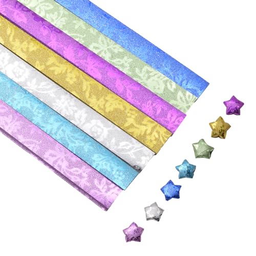 URROMA Origami-Papier, 378 St點k, Rosen-Origami-Gl點ksstern-Papierstreifen, Faltstreifen, Paket, DIY-Papier f黵 Bastelarbeiten, Bastelarbeiten, Kunst von URROMA