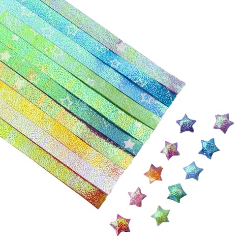 URROMA Origami-Papier, 900 Stück, 10 Farben, Glücksstern, Glitzer, Origami-Papier, Sortiment, Farbe, Papierstreifen, DIY-Stern-Papierstreifen von URROMA