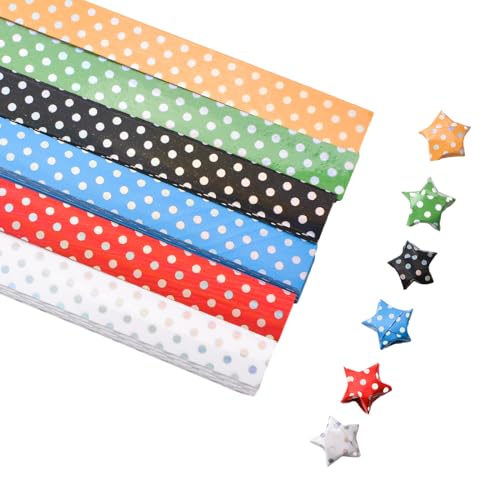 URROMA Origami-Sterne-Papier, 540 Stück, 6 Farben, glänzende Punkte, niedliche Faltstreifen, Verpackung, DIY-Papier, Stern-Papier, Faltstreifen für Sterne, Origami, Glückssterne, zum Basteln, Basteln von URROMA