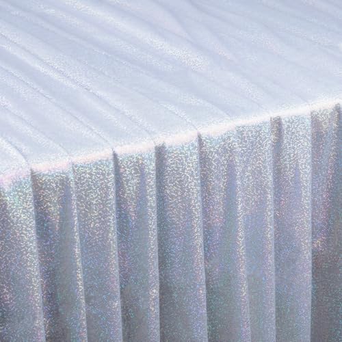 URROMA Pailletten-Laser-Stretchstoff, silberfarben, Spandex, schillernd, schimmernd, Nähen, Bastelstoff für Tanzkleidung, Kostüme und Dekoration (1,5 m x 1 m) von URROMA