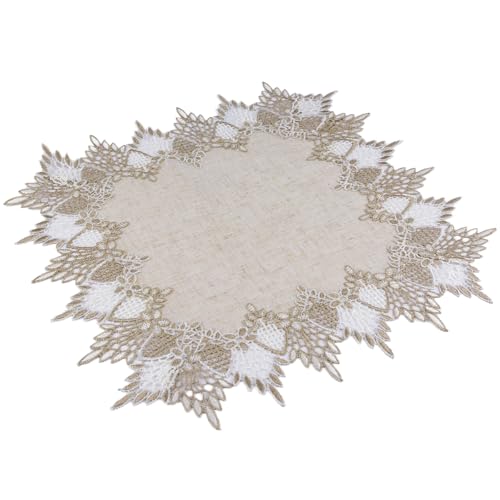 URROMA Quadratische Tischdecke aus Leinen mit Spitzenbesatz, 40 x 40 cm, Elegante quadratische Deckchen für Esszimmer, Küche, Tischset, Tischdekoration URROMA Quadratische Tischdecke aus Leinen mit Spitzenbesatz, 40 x 40 cm, Elegante quadratische Deckchen für Esszimmer, Küche, Tischset, Tischdekoration von URROMA