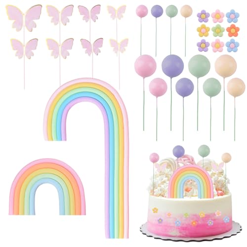 URROMA Regenbogen-Kuchenaufsatz-Set, weiche Keramik, bunte Kuchenspieße, Kuchendekoration, Zubehör für Geburtstagsfeiern und Hochzeiten, Dessert, Brot, Eis, Dekoration URROMA Regenbogen-Kuchenaufsatz-Set, weiche Keramik, bunte Kuchenspieße, Kuchendekoration, Zubehör für Geburtstagsfeiern und Hochzeiten, Dessert, Brot, Eis, Dekoration von URROMA