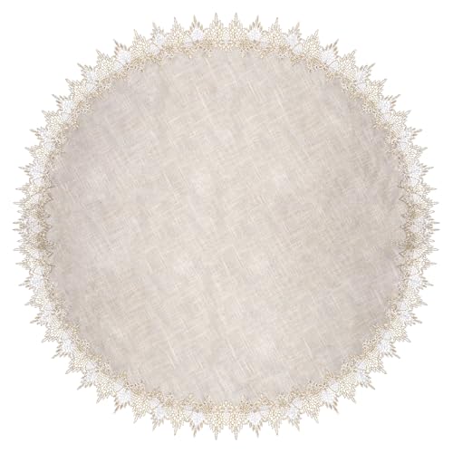 URROMA Runde Deckchen aus Leinen, 120 cm, beige Tischdecke mit Spitzenbesatz, runde Tischdecke, Couchtisch, staubdichte Auflage f黵 Esszimmer, K點he URROMA Runde Deckchen aus Leinen, 120 cm, beige Tischdecke mit Spitzenbesatz, runde Tischdecke, Couchtisch, staubdichte Auflage f黵 Esszimmer, K點he von URROMA