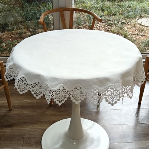 URROMA Runde Deckchen aus Leinen, 99,1 cm, weiße Spitze, Jacquard, Tischdekoration, Stickerei, Platzsets, rustikal, für Küche, Zuhause, Esszimmer, Tischdecke URROMA Runde Deckchen aus Leinen, 99,1 cm, weiße Spitze, Jacquard, Tischdekoration, Stickerei, Platzsets, rustikal, für Küche, Zuhause, Esszimmer, Tischdecke von URROMA