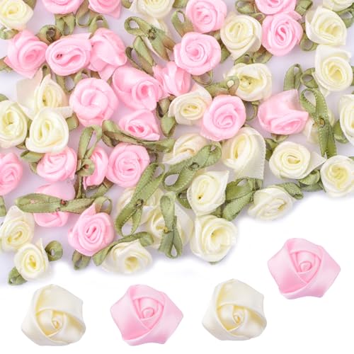 URROMA Satinband-Rosen zum Selbermachen, Kopfschmuck, Blumen, Stirnbänder, Clips, Chiffonband, Blumen, Schleifen, Stirnband, Applikationen, Hochzeitshandwerk, Rosa und Beige, 120 Stück URROMA Satinband-Rosen zum Selbermachen, Kopfschmuck, Blumen, Stirnbänder, Clips, Chiffonband, Blumen, Schleifen, Stirnband, Applikationen, Hochzeitshandwerk, Rosa und Beige, 120 Stück von URROMA