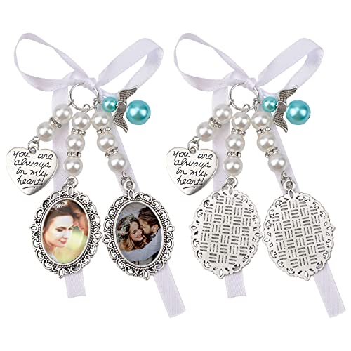 URROMA Schleife Hochzeit Bouquet Foto Charms, 2 Stück Silber Memorial Foto Charm Spitze Oval Rahmen Herz Anhänger Foto Pin Brosche für Braut Blumenstrauß URROMA Schleife Hochzeit Bouquet Foto Charms, 2 Stück Silber Memorial Foto Charm Spitze Oval Rahmen Herz Anhänger Foto Pin Brosche für Braut Blumenstrauß von URROMA