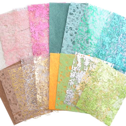 URROMA Scrapbook-Kunst-Folienpapier, 64 Stück, bunt, strukturierter Stoff, Kunstpapier, strukturiertes Scrapbook-Papier und Netzstoff, sortiertes Set, 4 Farben URROMA Scrapbook-Kunst-Folienpapier, 64 Stück, bunt, strukturierter Stoff, Kunstpapier, strukturiertes Scrapbook-Papier und Netzstoff, sortiertes Set, 4 Farben von URROMA