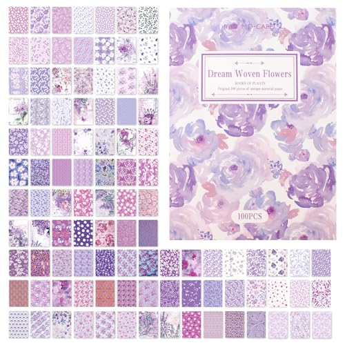 URROMA Scrapbook-Papier mit violetten Blumen, 100 Blatt, Blumenmuster, Scrapbooking, Collage, Bastelbedarf, Junk-Tagebuch, Vintage, Tagebuch, Decoupage, Papier, 10,2 x 14 cm URROMA Scrapbook-Papier mit violetten Blumen, 100 Blatt, Blumenmuster, Scrapbooking, Collage, Bastelbedarf, Junk-Tagebuch, Vintage, Tagebuch, Decoupage, Papier, 10,2 x 14 cm von URROMA