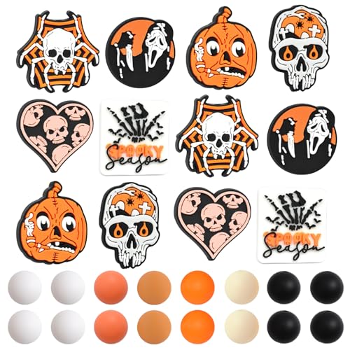 URROMA Silikonperlen Happy Halloween, für Schlüsselanhänger, gemischte Silikonperlen für Stifte, Halskette und Armband, 36 Stück von URROMA