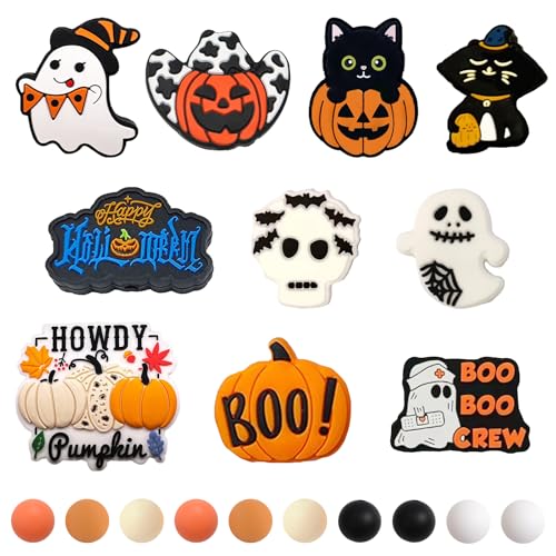 URROMA Silikonperlen Happy Halloween für Schlüsselanhänger, gemischte Silikonperlen für Stifte, Halskette und Armband, 20 Stück von URROMA