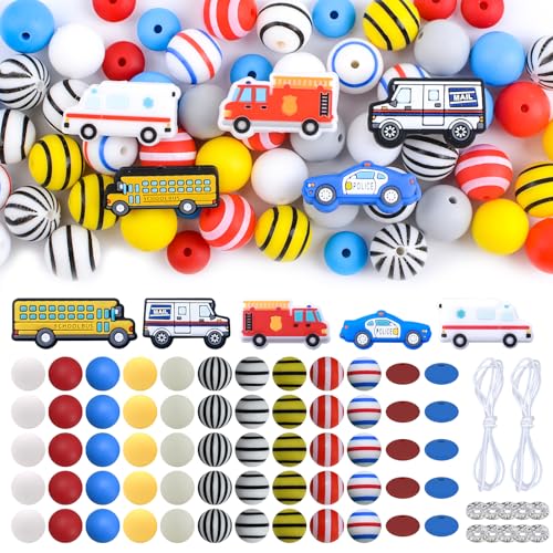 URROMA Silikonperlen-Set, 76-teiliges Auto-Motiv-Silikonperlen-Set mit Schnur-Abstandshalter, Perlen für Halskette, Schmuck, Handwerk, Partyzubehör URROMA Silikonperlen-Set, 76-teiliges Auto-Motiv-Silikonperlen-Set mit Schnur-Abstandshalter, Perlen für Halskette, Schmuck, Handwerk, Partyzubehör von URROMA