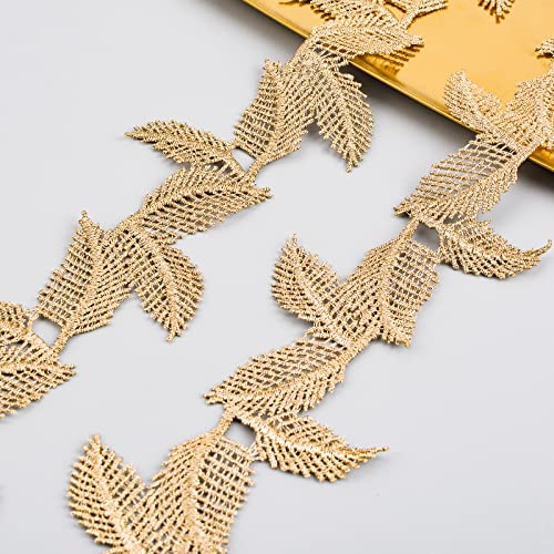 URROMA Spitzenborte mit Blattgold, 4,5 m, Venise-Goldspitzenband, Stickerei, Spitzenborte zum Nähen, Basteln, für Heimdekoration, 4 cm URROMA Spitzenborte mit Blattgold, 4,5 m, Venise-Goldspitzenband, Stickerei, Spitzenborte zum Nähen, Basteln, für Heimdekoration, 4 cm von URROMA