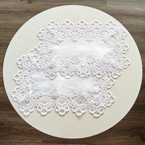 URROMA Spitzentischdecke, 2 Stück, weiße Spitze, Tischsets, Rindenmuster, Stoffscheiben-Pad, Waschmaschine, Kühlschrank, Staubschutz, 30 x 29,7 cm URROMA Spitzentischdecke, 2 Stück, weiße Spitze, Tischsets, Rindenmuster, Stoffscheiben-Pad, Waschmaschine, Kühlschrank, Staubschutz, 30 x 29,7 cm von URROMA