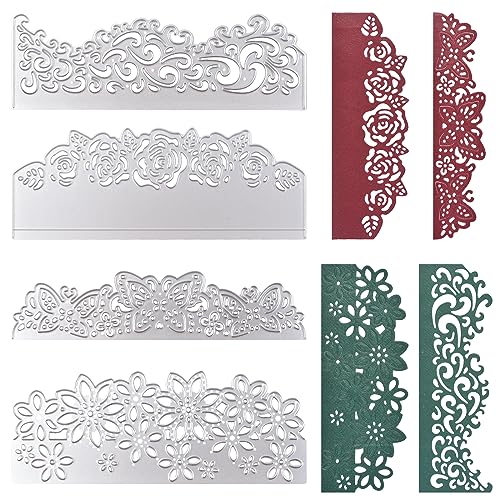 URROMA Stanzformen für Bastelarbeiten, Spitzenrahmen, Scrapbooking, Metall-Stanzformen oder selbstgemachte Grußkarten, Postkarten, Album, Kartenherstellung, 4 Stück URROMA Stanzformen für Bastelarbeiten, Spitzenrahmen, Scrapbooking, Metall-Stanzformen oder selbstgemachte Grußkarten, Postkarten, Album, Kartenherstellung, 4 Stück von URROMA