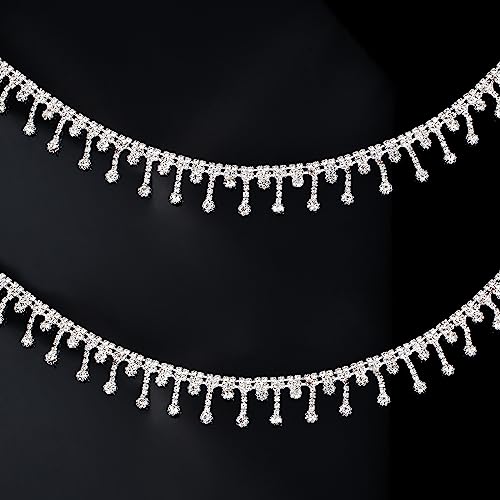URROMA Strass Fringe Strass Trim, 2 Yards unregelmäßige Art Quaste Kette Diamant Kristall Lange Quaste Personalisierte DIY Dekor für Hochzeitsfeier von URROMA