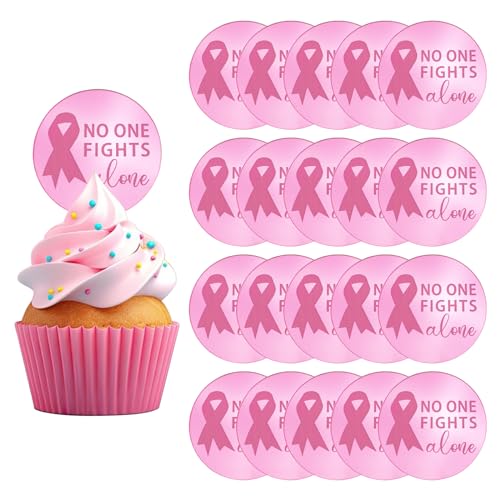 URROMA Tortenaufsatz f黵 Brustkrebs-Bewusstsein, 20 St點k, rund, Acrylband, Cupcake-Topper, Kuchendekoration f黵 Brustkrebsf鰎derung URROMA Tortenaufsatz f黵 Brustkrebs-Bewusstsein, 20 St點k, rund, Acrylband, Cupcake-Topper, Kuchendekoration f黵 Brustkrebsf鰎derung von URROMA