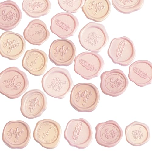 URROMA Vorgefertigte Wachssiegel-Aufkleber, Rosa, 54 St點k, Umschlagsiegel-Aufkleber, Selbstklebende Stempelaufkleber f黵 Sammelalben, Hochzeitseinladungen, Partyzubeh鰎 von URROMA