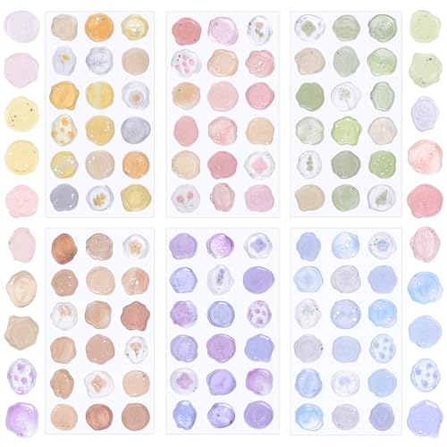 URROMA Wachs Siegel Aufkleber, 108 PCS Transparent Acryl Candy Farbe Farbverlauf Umschlag Siegel Aufkleber selbstklebend Umschlag Siegel Aufkleber für Hochzeit Baby Dusche Geburtstag von URROMA