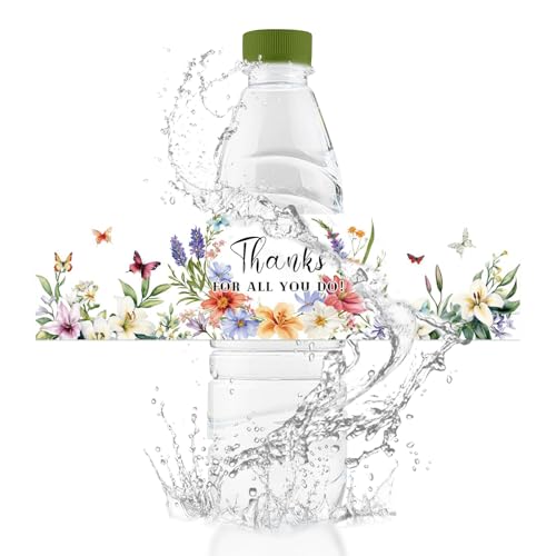 URROMA Wasserflaschen-Etiketten, 50 St點k Blumen und Pflanzen Thank for All You Do, wasserfester Flaschenaufkleber f黵 Hochzeit, Geburtstag, Abschlussfeier, Babyparty URROMA Wasserflaschen-Etiketten, 50 St點k Blumen und Pflanzen Thank for All You Do, wasserfester Flaschenaufkleber f黵 Hochzeit, Geburtstag, Abschlussfeier, Babyparty von URROMA