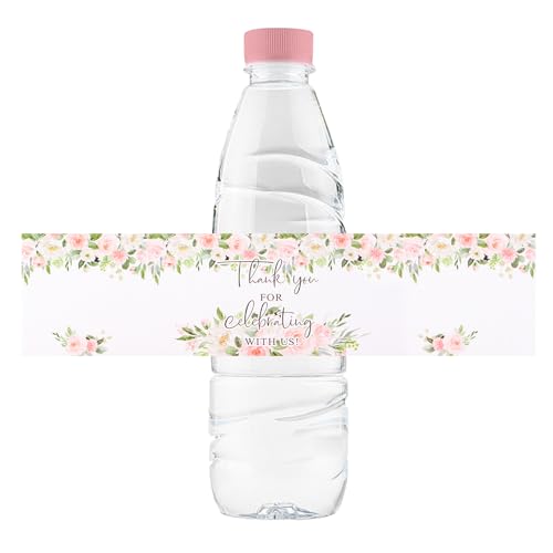 URROMA Wasserflaschenetiketten mit Blumenmuster, Blumenmuster, für Brautparty, Party, Zeremonie, Dekoration, Zubehör, 50 Stück von URROMA