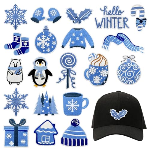 URROMA Weihnachts-Bügelbild, Winterblau, gemischt, bestickt, zum Aufbügeln oder Aufnähen, für Kleidung, Hut, Jeans, DIY-Zubehör URROMA Weihnachts-Bügelbild, Winterblau, gemischt, bestickt, zum Aufbügeln oder Aufnähen, für Kleidung, Hut, Jeans, DIY-Zubehör von URROMA