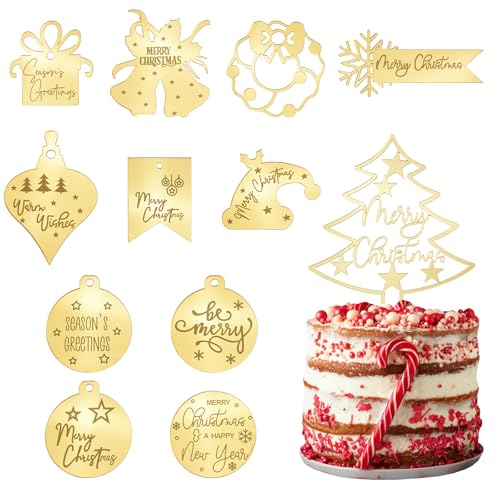 URROMA Weihnachts-Kuchenaufsatz, 24 Stück, Goldener Spiegel, unregelmäßige Frohe Weihnachten, Acryl, Cupcake-Picks, Weihnachtsmotiv-Kuchenscheiben für DIY-Kuchenanhänger URROMA Weihnachts-Kuchenaufsatz, 24 Stück, Goldener Spiegel, unregelmäßige Frohe Weihnachten, Acryl, Cupcake-Picks, Weihnachtsmotiv-Kuchenscheiben für DIY-Kuchenanhänger von URROMA