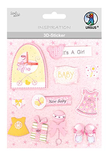 Ursus 56420063 - 3D Sticker Baby, bestehend aus mehreren Ebenen, aus verschiedenen hochwertigen Materialien, selbstklebend, ideal zum Verzieren von Grußkarten und Geschenken, Motiv 63 von Ursus