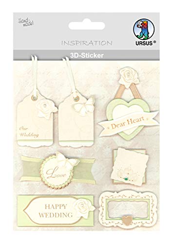 Ursus 56420067 - 3D Sticker Hochzeit, bestehend aus mehreren Ebenen, aus verschiedenen hochwertigen Materialien, selbstklebend, ideal zum Verzieren von Grußkarten und Geschenken, Motiv 67 Ursus 56420067 - 3D Sticker Hochzeit, bestehend aus mehreren Ebenen, aus verschiedenen hochwertigen Materialien, selbstklebend, ideal zum Verzieren von Grußkarten und Geschenken, Motiv 67 von Ursus
