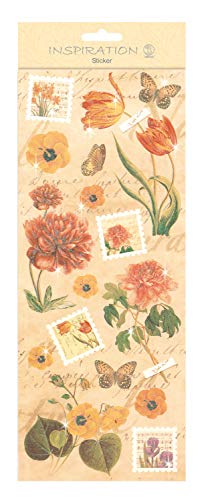 Ursus 59700003 - Flat Sticker, Flowers, beige, flache gut haftende Sticker, teilweise mit Glittereffekt, selbstklebend, zum Verzieren von Grußkarten, Scrapbooking und für andere Bastelarbeiten von Ursus