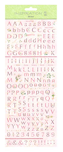 Ursus 59700013 - Flat Sticker, Letters, altrosa, flache gut haftende Sticker, teilweise mit Glittereffekt, selbstklebend, zum Verzieren von Grußkarten, Scrapbooking und für andere Bastelarbeiten von Ursus