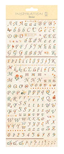 Ursus 59700001 - Flat Sticker, Letters, beige, flache gut haftende Sticker, teilweise mit Glittereffekt, selbstklebend, zum Verzieren von Grußkarten, Scrapbooking und für andere Bastelarbeiten von Ursus