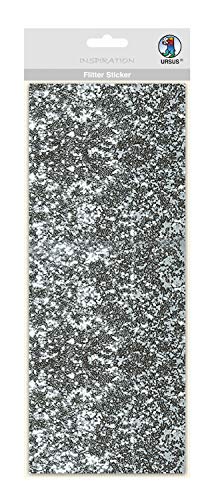 Ursus 59470001 - Flitter Sticker, silber, Folienstoff Sticker, selbstklebend, ideal geeignet für Scrapbooking, Kartengestaltung und zur Dekoration, Stickerbogen ca. 12 x 29 cm von Ursus