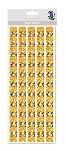 Ursus 59460003 - Glitter Sticker, gold, 5 Streifen Schmucksteine und Glitter, selbstklebend, ideal geeignet für Scrapbooking, Kartengestaltung und zur Dekoration, Stickerbogen ca. 12 x 29 cm von Ursus