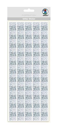 Ursus 59460001 - Glitter Sticker, silber, 5 Streifen Schmucksteine und Glitter, selbstklebend, ideal geeignet für Scrapbooking, Kartengestaltung und zur Dekoration, Stickerbogen ca. 12 x 29 cm von Ursus