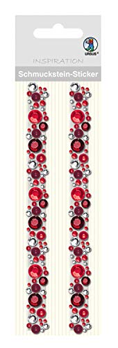 Ursus 75040003 - Schmuckstein Sticker Fancy, Bordüren, rot, 2 Stück, selbstklebend, einfach von der Folie abzuziehen, in verschiedenen Farben und Motiven, zum Verzieren von Grußkarten von Ursus