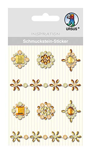 Ursus 75050002 Schmuckstein Sticker Medaillons, gelb, 8 Stück, selbstklebend, einfach von der Fole abzuziehen, ideal geeignet für Scrapbooking, Kartengestaltung und zur Dekoration von Ursus