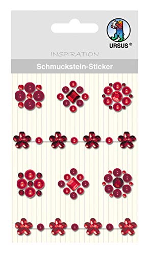 Ursus 75050003 - Schmuckstein Sticker Medaillons, rot, 8 Stück, selbstklebend, einfach von der Fole abzuziehen, ideal geeignet für Scrapbooking, Kartengestaltung und zur Dekoration von Ursus