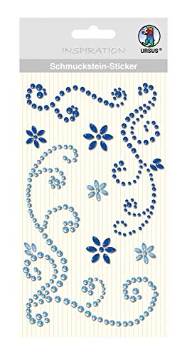 Ursus 75060006 - Schmuckstein Sticker Ornamente, blau, 8 Stück, selbstklebend, einfach von der Fole abzuziehen, ideal geeignet für Scrapbooking, Kartengestaltung und zur Dekoration von Ursus