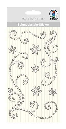Ursus 75060001 - Schmuckstein Sticker Ornamente, silber, 8 Stück, selbstklebend, einfach von der Fole abzuziehen, ideal geeignet für Scrapbooking, Kartengestaltung und zur Dekoration von Ursus