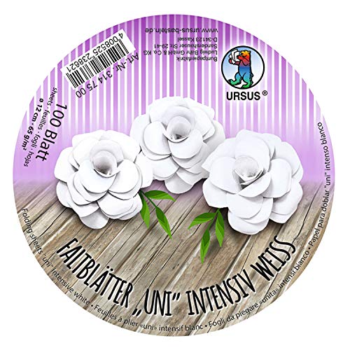 Ursus 3147500 - Faltblätter Rund Uni intensiv, weiß, 100 Blatt, aus Plakatpapier, 65 g/qm, Durchmesser ca. 12 cm, durchgefärbt, ideal zum Falten von Papierblüten und blumen Ursus 3147500 - Faltblätter Rund Uni intensiv, weiß, 100 Blatt, aus Plakatpapier, 65 g/qm, Durchmesser ca. 12 cm, durchgefärbt, ideal zum Falten von Papierblüten und blumen von Ursus