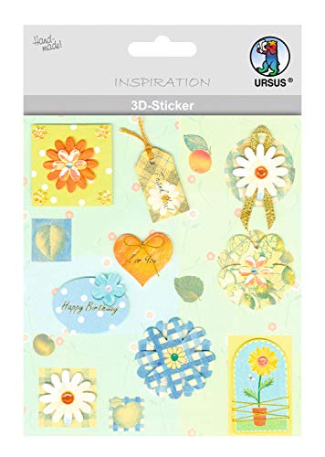 Ursus 56420001 - 3D Sticker Everyday, bestehend aus mehreren Ebenen, aus verschiedenen hochwertigen Materialien, selbstklebend, ideal zum Verzieren von Grußkarten und Geschenken, Motiv 01 von Ursus