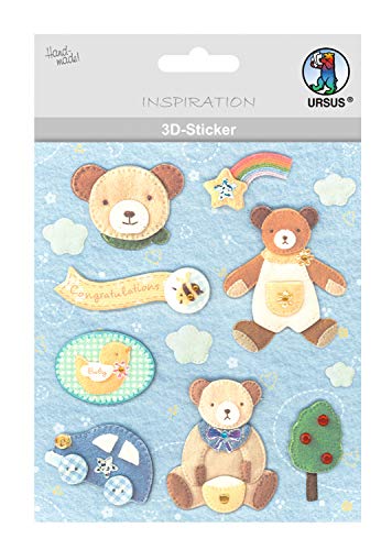 Ursus 56420062 - 3D Sticker Baby, bestehend aus mehreren Ebenen, aus verschiedenen hochwertigen Materialien, selbstklebend, ideal zum Verzieren von Grußkarten und Geschenken, Motiv 62 von Ursus