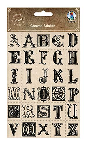 Ursus 40560002 - Vintage Canvas Sticker Buchstaben, Leinwandsticker zum Zuschneiden, mit Buchstaben von A bis Z, selbstklebend, ideal zur Kartengestaltung und Dekoration von Geschenken von Ursus